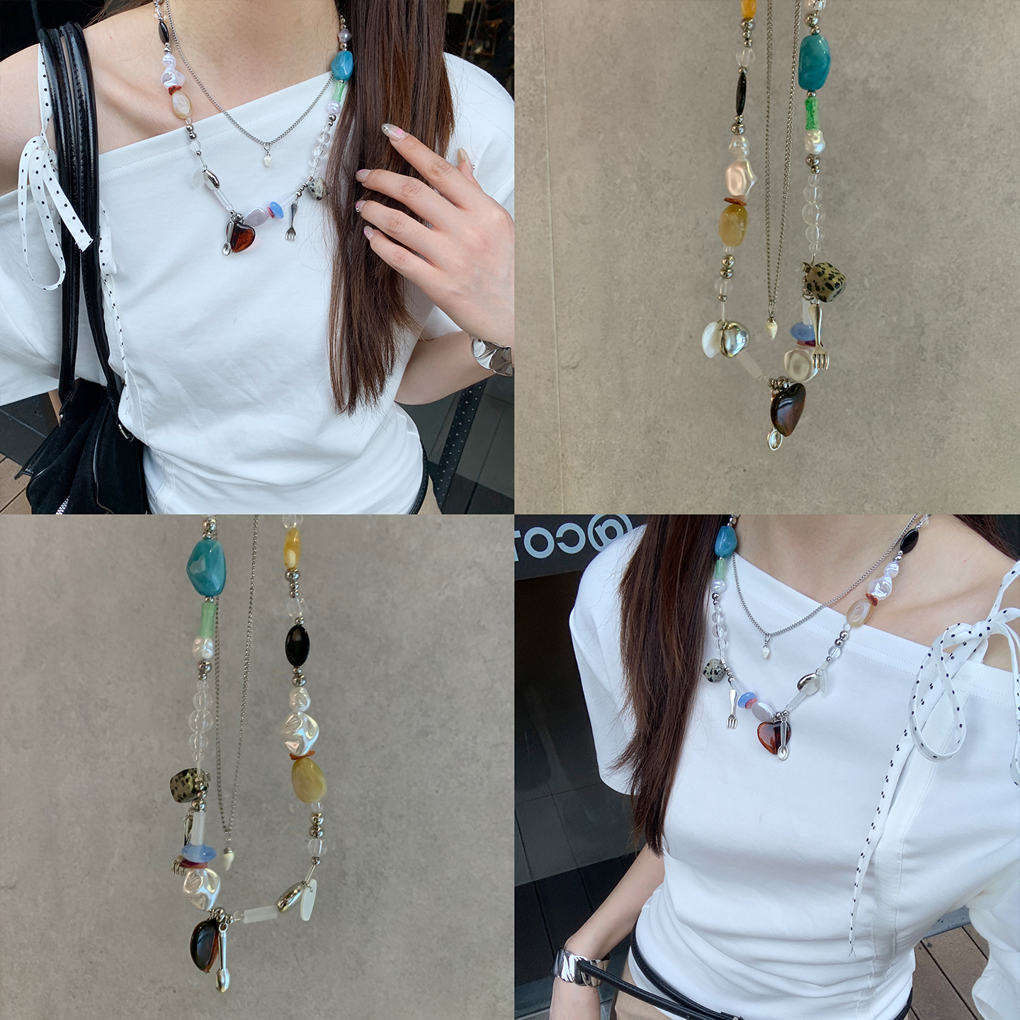 高级感多元素爱心吊坠项链女