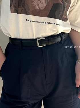 胖瘦子皮带女士牛仔裤新款腰带男款裤带夏季细复古装饰黑色夏天窄