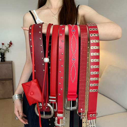 红色腰带女士高级感百搭腰封