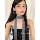 2025年高級(jí)感時(shí)髦格紋絲巾女細(xì)窄長條小圍巾薄款 系脖配飾頸帶發(fā)帶
