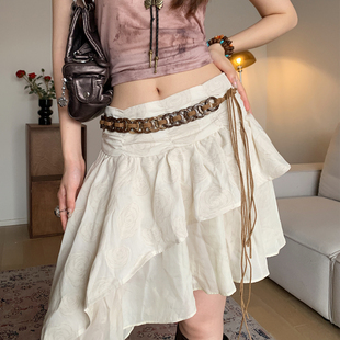 波西米亚手工编织木环腰带女小众设计感细款 腰绳复古民族风皮带潮