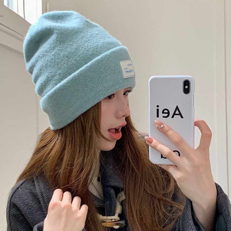 韩系氛围感女秋冬季大头围毛线帽