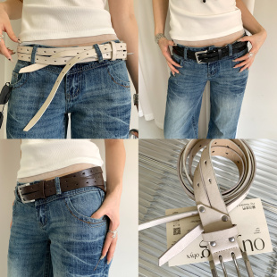 皮带高级感腰封 宽版 小众设计感分体式 双排扣腰带女士配裙子牛仔裤