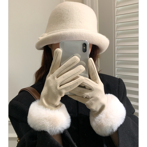 高级感千金风可触屏手套女冬季