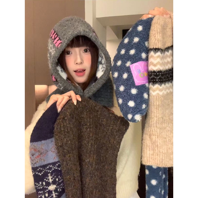 复古费尔岛提花巴拉克拉法帽女冬