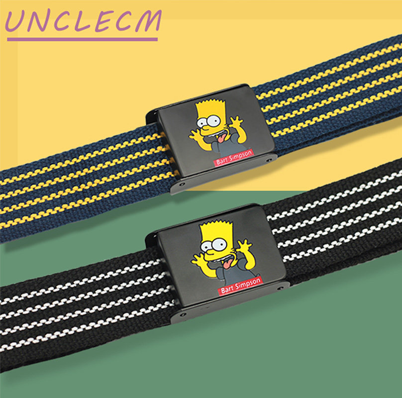 韩国原宿卡通百搭帆布腰带女双环扣青年皮带夏季儿童男士裤带学生