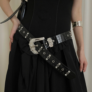 重工朋克风腰带女水钻蝴蝶设计y2k辣妹风配裙子牛仔裤 带百搭皮带
