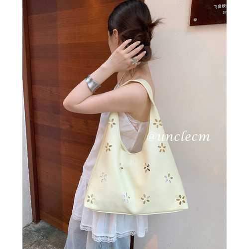 韩系小众花朵镂空托特包女