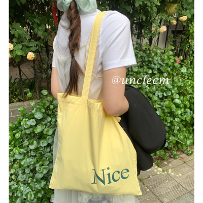 韩系慵懒风单肩帆布包女大容量