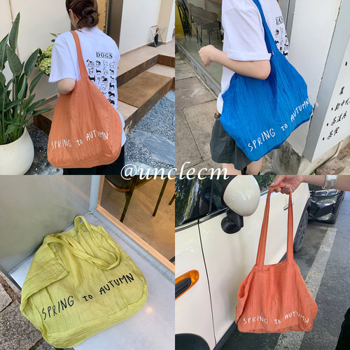 韩系慵懒风大容量帆布托特包女