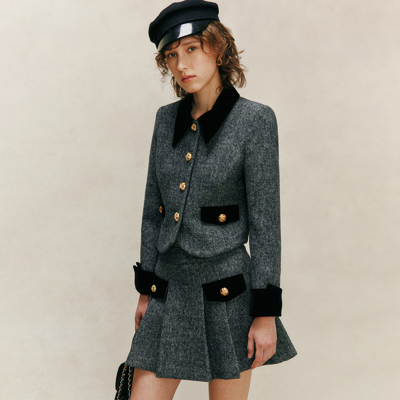 【质感碾压】粗纺羊毛呢子面料 灯芯绒尖领英式夹克外套+半裙套装,女装/女士精品,时尚套装,淘宝优惠券,粉丝福利购,淘宝优惠卷