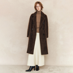 【奢品级工艺】绵羊毛山羊绒 重工拉毛拉绒平驳领双排扣大衣外套