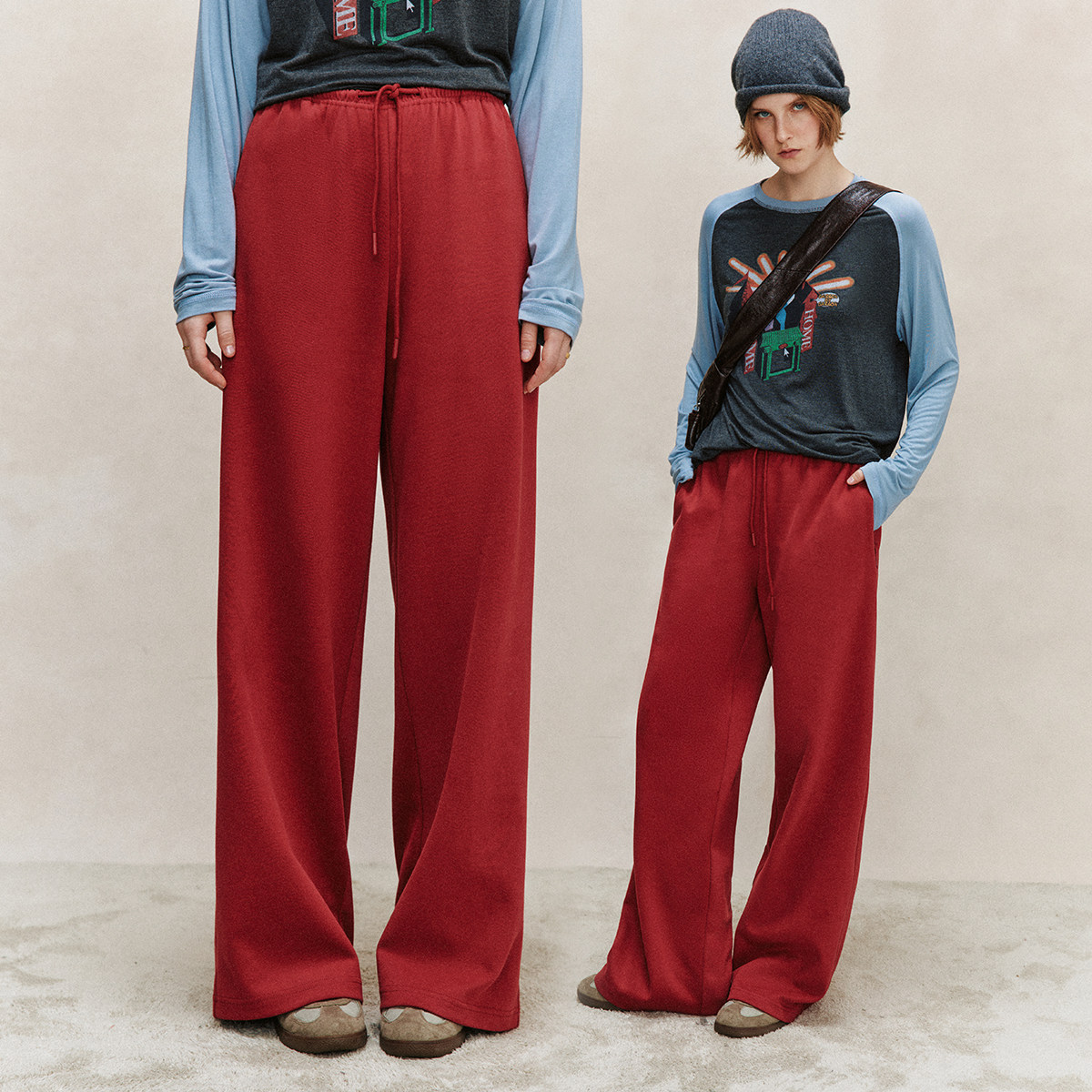 【柔软垂坠】双面织造 舒适百搭松紧腰抽绳直筒阔腿休闲卫裤长裤,女装/女士精品,卫裤,淘宝优惠券,粉丝福利购,淘宝优惠卷