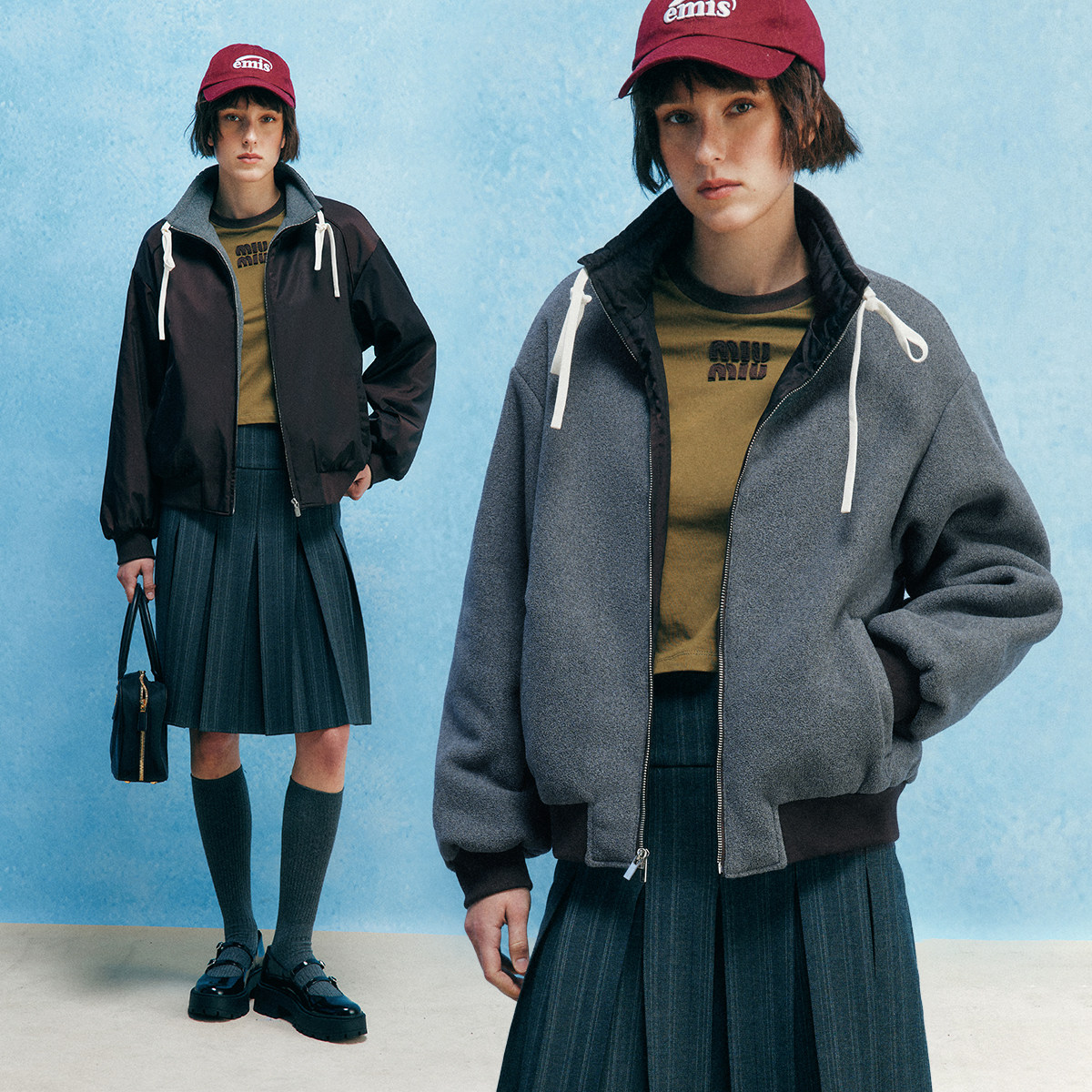 【两面穿设计】轻盈温暖 可调节抽绳高领羊毛混纺摇粒绒夹克外套,女装/女士精品,短外套,淘宝优惠券,粉丝福利购,淘宝优惠卷