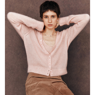 V领落肩宽松针织开衫 马海毛 绵羊毛 吊带背心套装 温柔宠溺