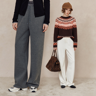 松紧腰抽绳直筒微阔休闲糯米裤 懒星人神裤 长裤 自带温室效应