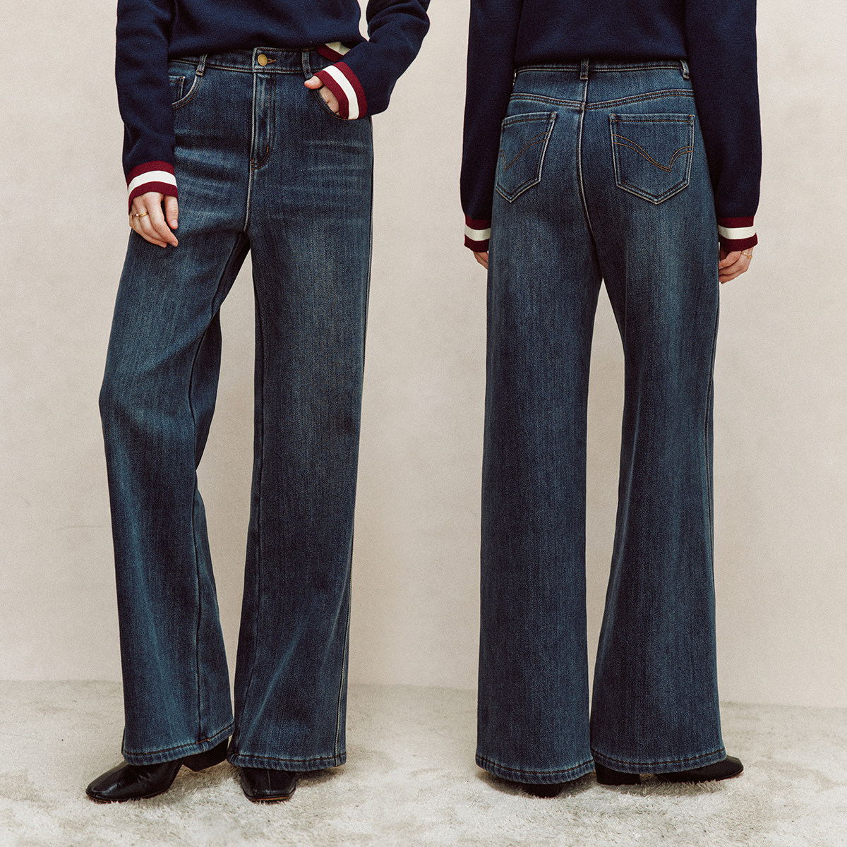 【报恩神裤】加绒加厚 弹力斜纹棉重磅水洗微弹宽松直筒牛仔裤女,女装/女士精品,牛仔裤,淘宝优惠券,粉丝福利购,淘宝优惠卷