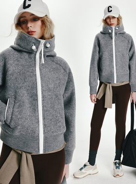 万年实穿 鹅家羊羔毛双面抓绒加厚保暖 拉链连帽夹克卫衣毛呢外套