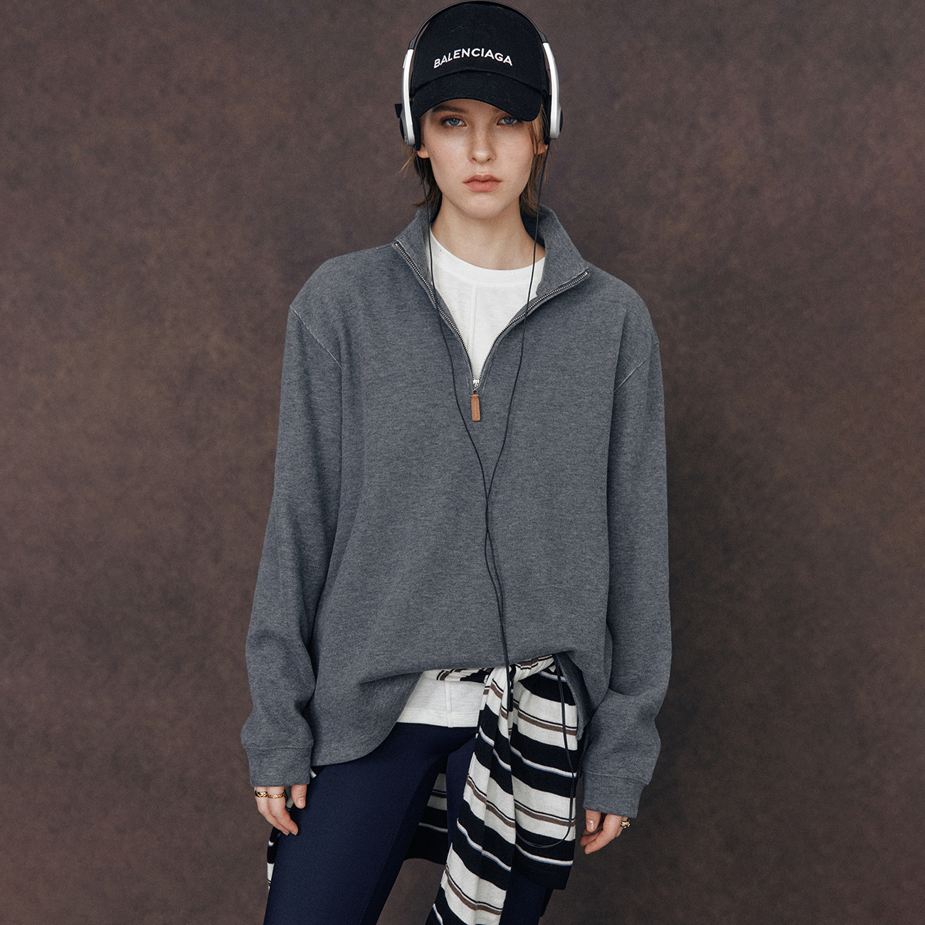 半开襟拉链高领宽松显瘦棉质卫衣