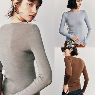 2支精纺羊毛圆领针织衫 OTW18针60 德国扬子纱 上衣女 无缝一体