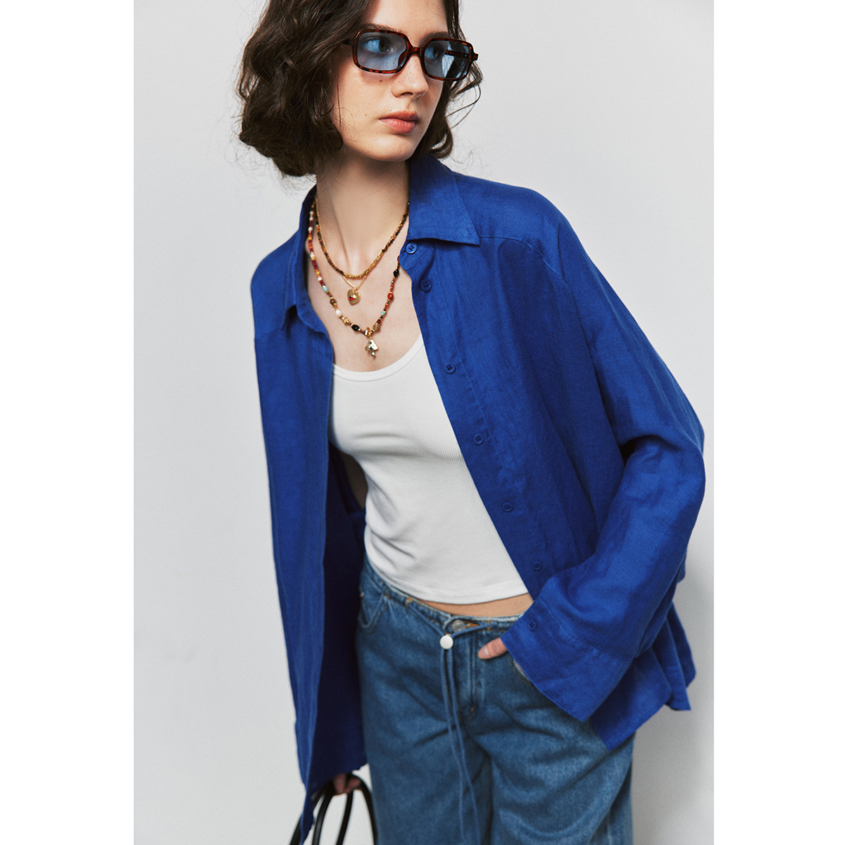 现货 CO【松弛的态度】1OO%亚麻 老钱风宽松连身袖箱型显瘦衬衫女