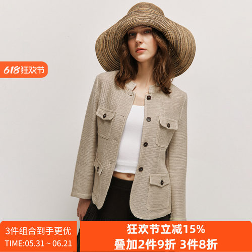 立领四口袋透气凉爽猎装夹克外套