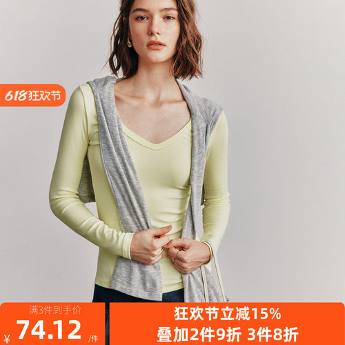 高弹显瘦罗纹针织打底衫女