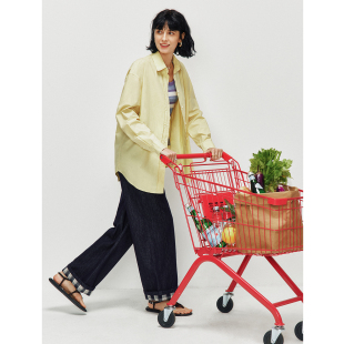 实穿主义 宽松衬衫 1OO%匹马棉 舒适百搭翻领长袖 衬衣女 经典