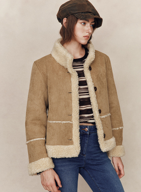 【1OO%羊毛】环保皮毛一体 韩版高领保暖显瘦羊羔毛皮草外套女