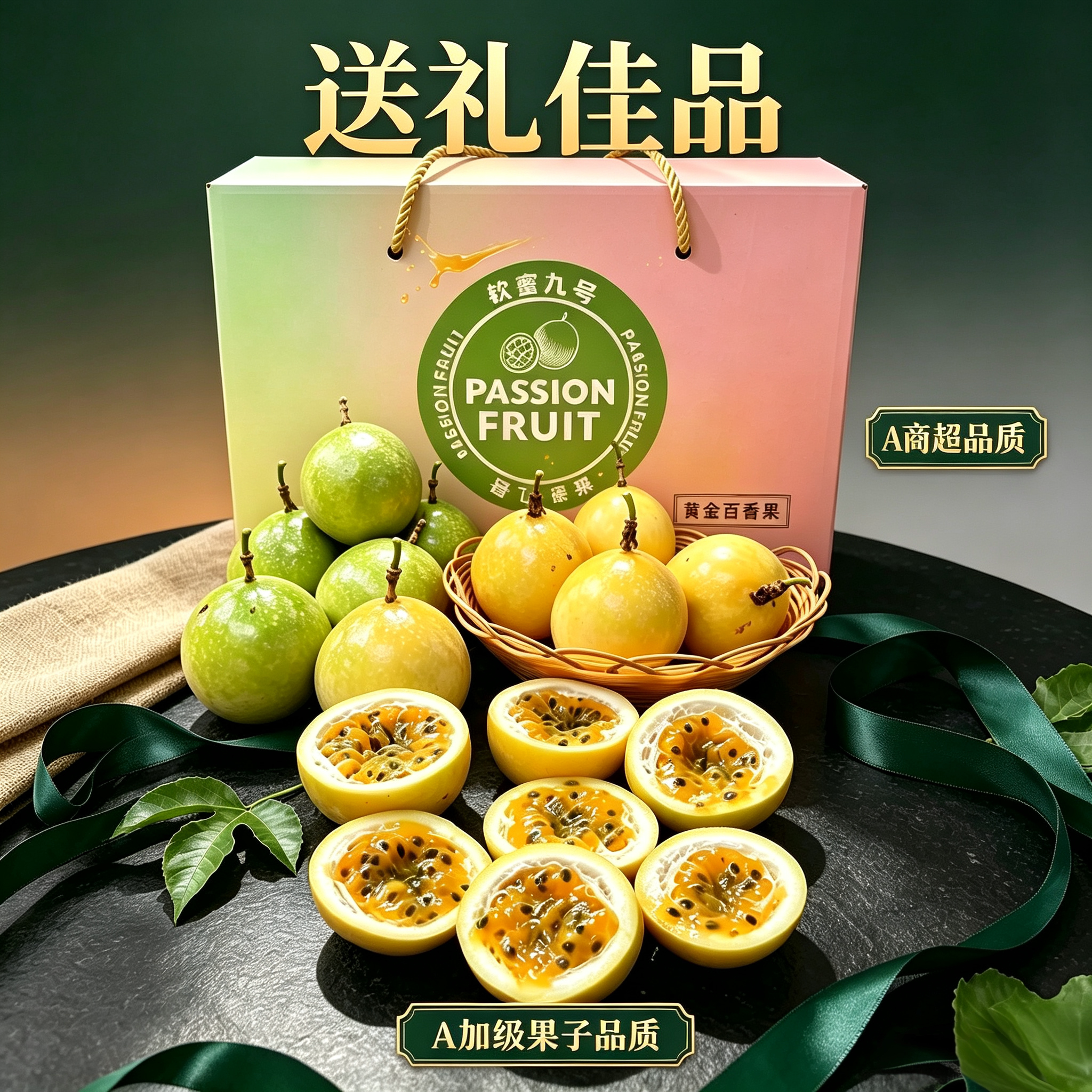 过节礼盒装黄金百香果送礼水果当季鲜果送礼佳品孕妇宝宝可食水果