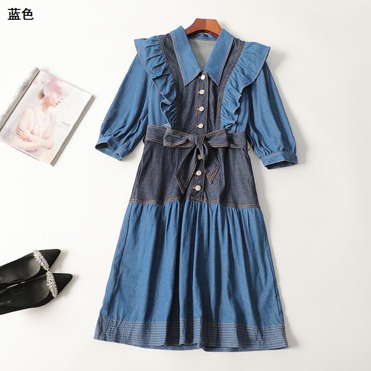 245296 春连衣裙 深圳南油尾货欧洲站2025早春新品女装加长款七分