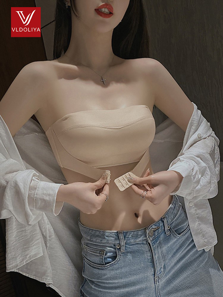 가슴이 작은 여성용 빅토리아 스트랩리스 브라 푸쉬업 보조가슴 팽창방지 튜브탑 아름다운 등 보이지 않는 앞단추 브라