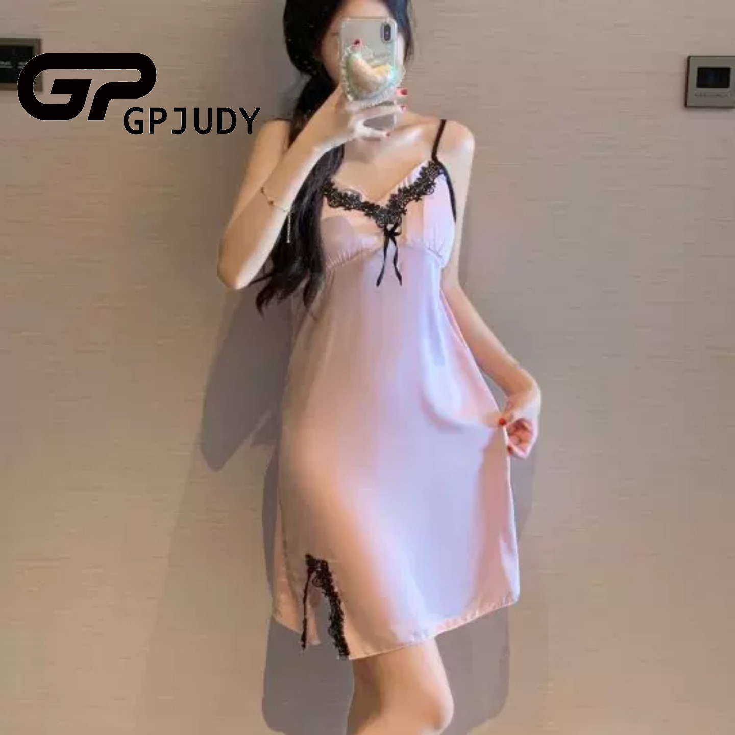 日系GP新款夏天高级感性感睡衣女款夏季带胸垫冰丝吊带睡裙纯欲风