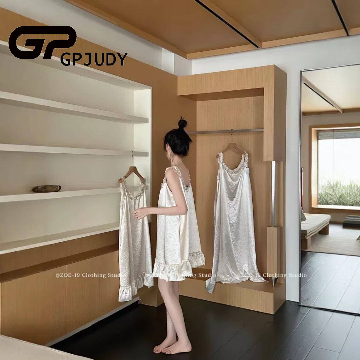日本GP冰丝睡衣女款2026夏季花边吊带睡裙珍珠白公主风性感家居服