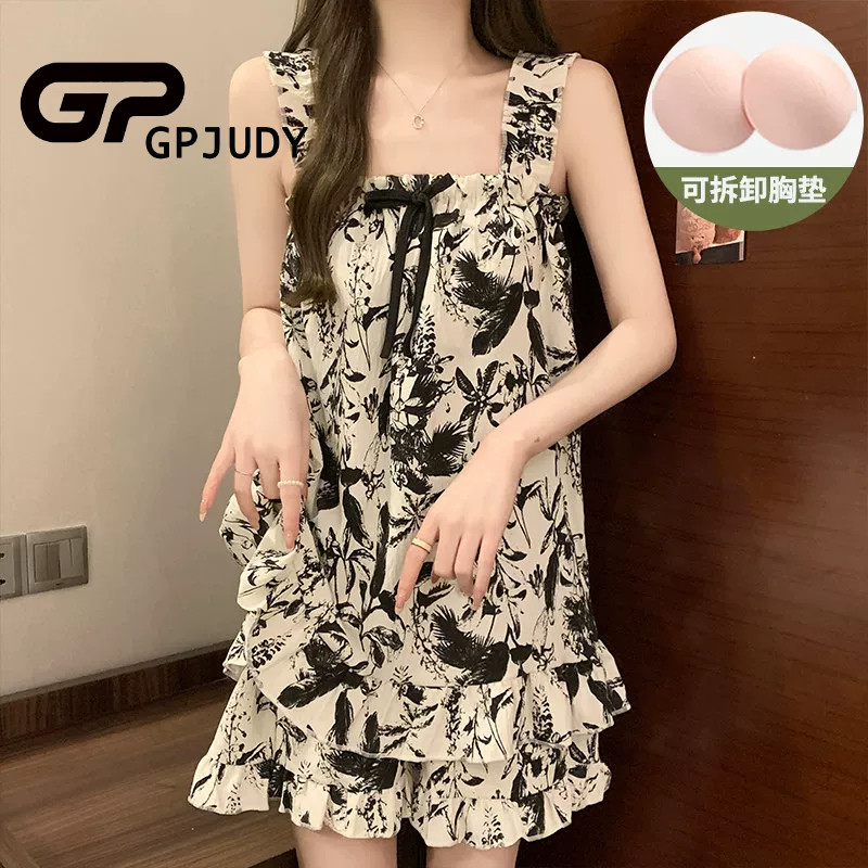 日系GP高级感吊带睡衣女款夏季带胸垫云朵棉2026新款夏天家居服女