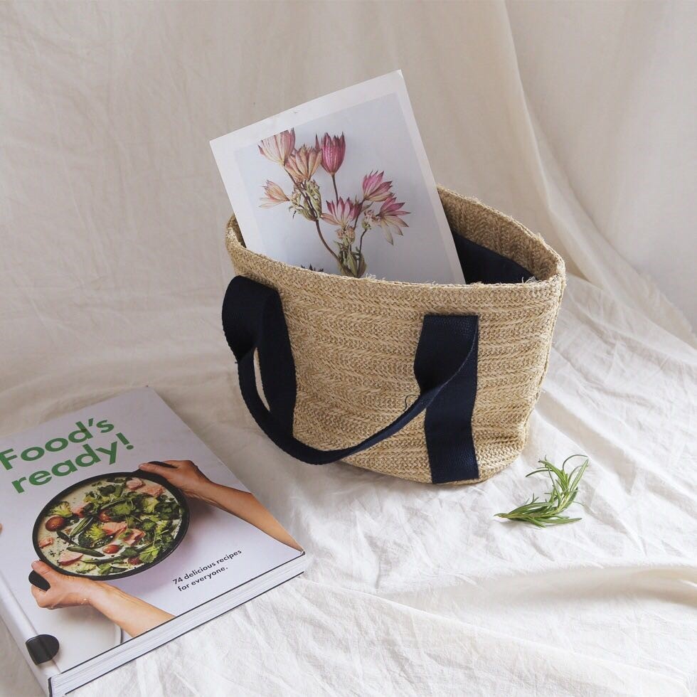 2018韩版风ins包编织竹篮包单肩包手提包女士包袋新款田园草编