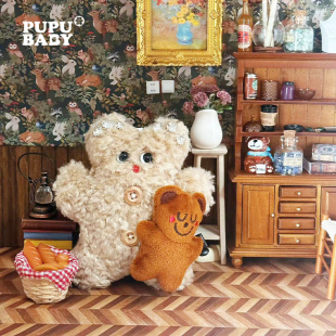 奶噗噗复古小熊包包挂件毛绒玩偶可爱钥匙扣女包饰品