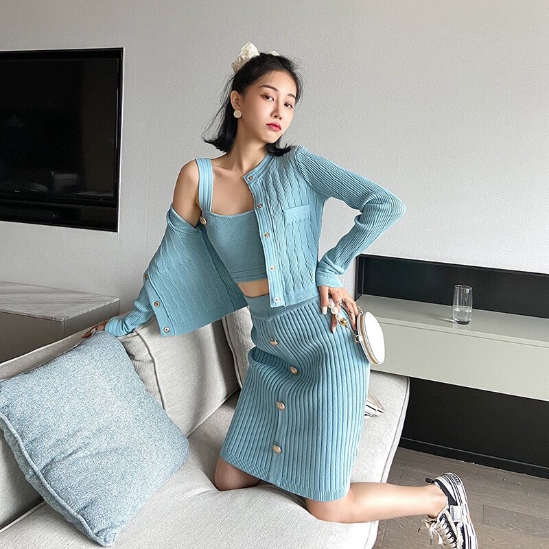BARMAN WOOL KNITWEAR CASUAL FASHION AGE REDUCTION SUIT WOMENS SPRING AND AUTUMN 2022 SUIT FOUR-PIECE SET WOMENS LIN