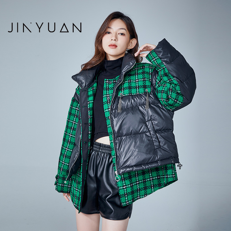 金苑冬季新款羽绒服拼接撞色