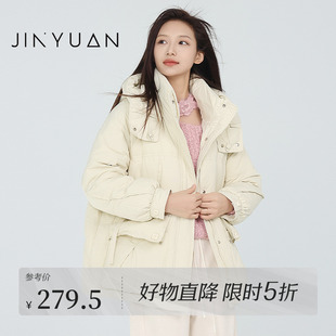 抽绳小个子面包服外套J245121 金苑连帽大口袋外套女2024冬新品