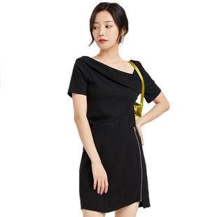 金苑短袖T恤女夏季新款斜肩设计感小众气质淑女上衣F222106