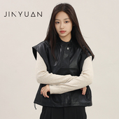 金苑皮质马甲女秋新款 机车服无袖 背心马夹外套上衣I243101