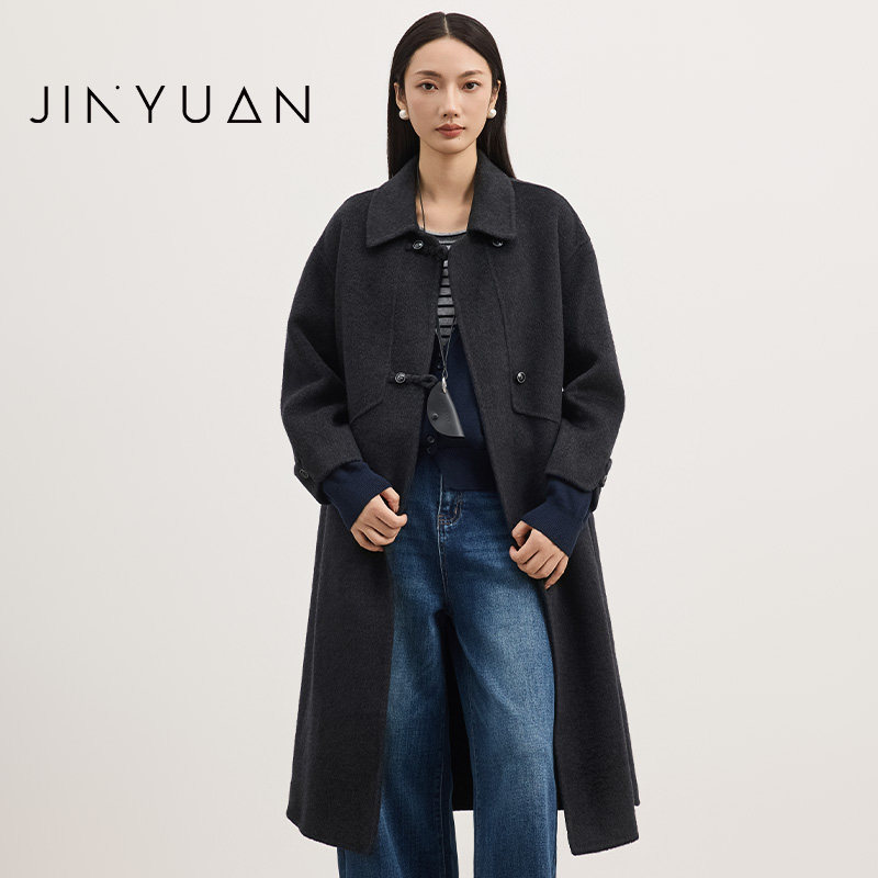 金苑中长款羊毛呢子外套女2025冬季新款新中式盘扣呢大衣E255103,女装/女士精品,毛呢外套,淘宝优惠券,粉丝福利购,淘宝优惠卷