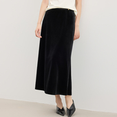 设计感丝绒中长款 金苑半身裙女2025秋新款 时尚 高腰垂感裙B253106
