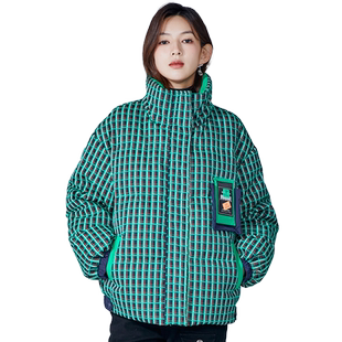 金苑羽绒服女款年新款格纹短款时尚加厚通勤潮流外套J225108