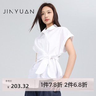 设计感扭结绑带上衣女A252111 金苑2025夏季 新款 法式 polo领衬衫
