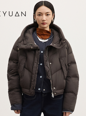 金苑连帽羽绒服短款外套女2025冬季新款小个子宽松加厚J255102