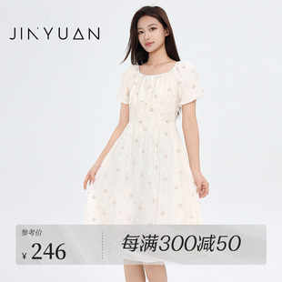 雪纺裙G252128 金苑碎花连衣裙女2025夏季 新款 法式 方领泡泡袖