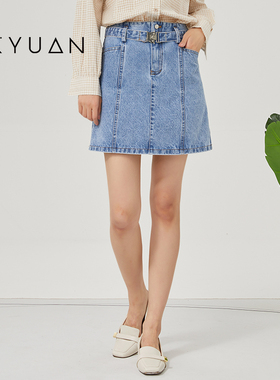金苑牛仔裙子女春季新款时尚气质a字裙复古潮流半身裙B221102