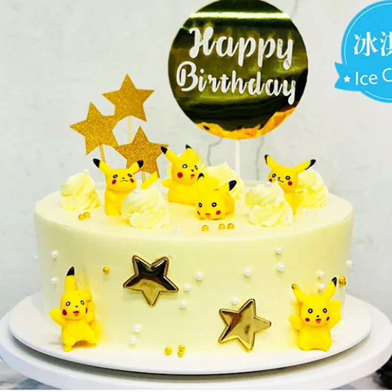 网红烘焙生日蛋糕装饰摆件插件神奇宝贝宠物小精灵皮卡丘蛋糕装扮